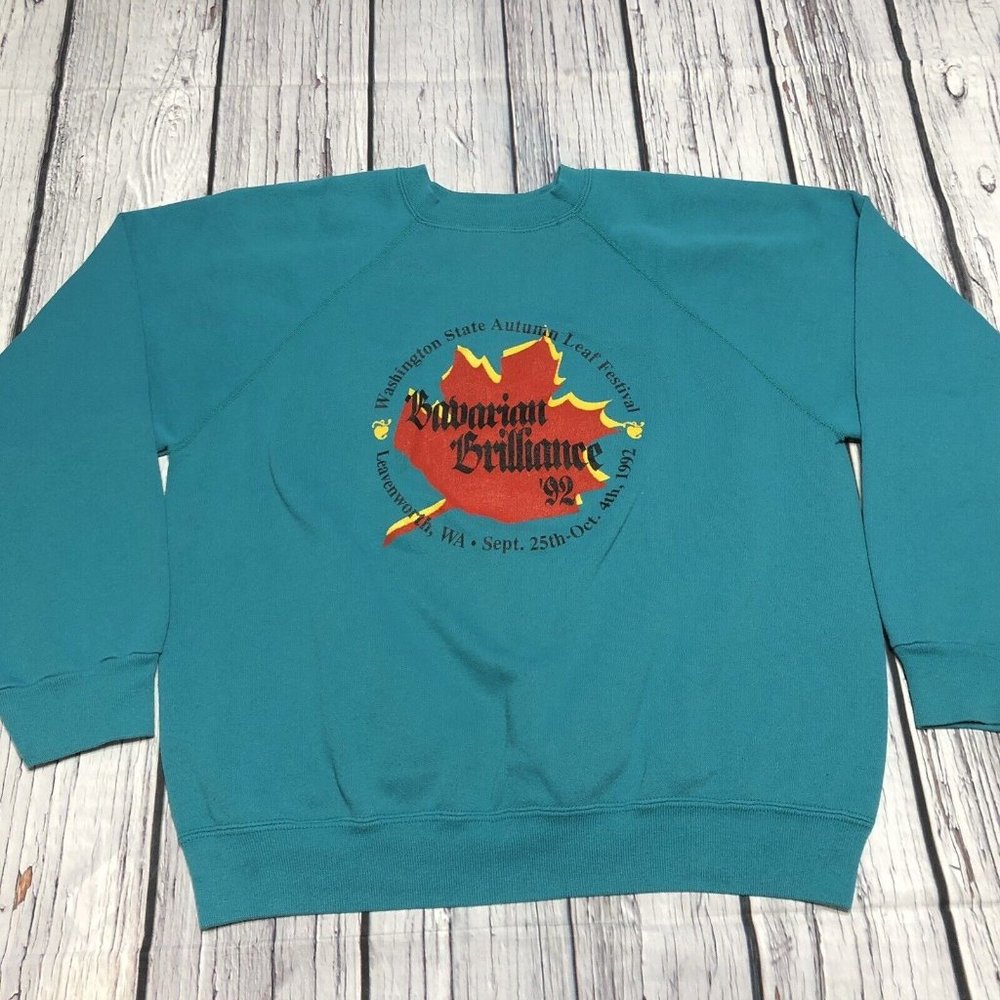 VTG 1992 Washington State Autumn Leaf Festival Sweater Nature Size L Made In USA